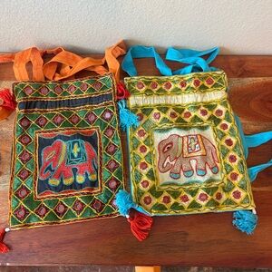 Colorful Embroidered Elephant Bags